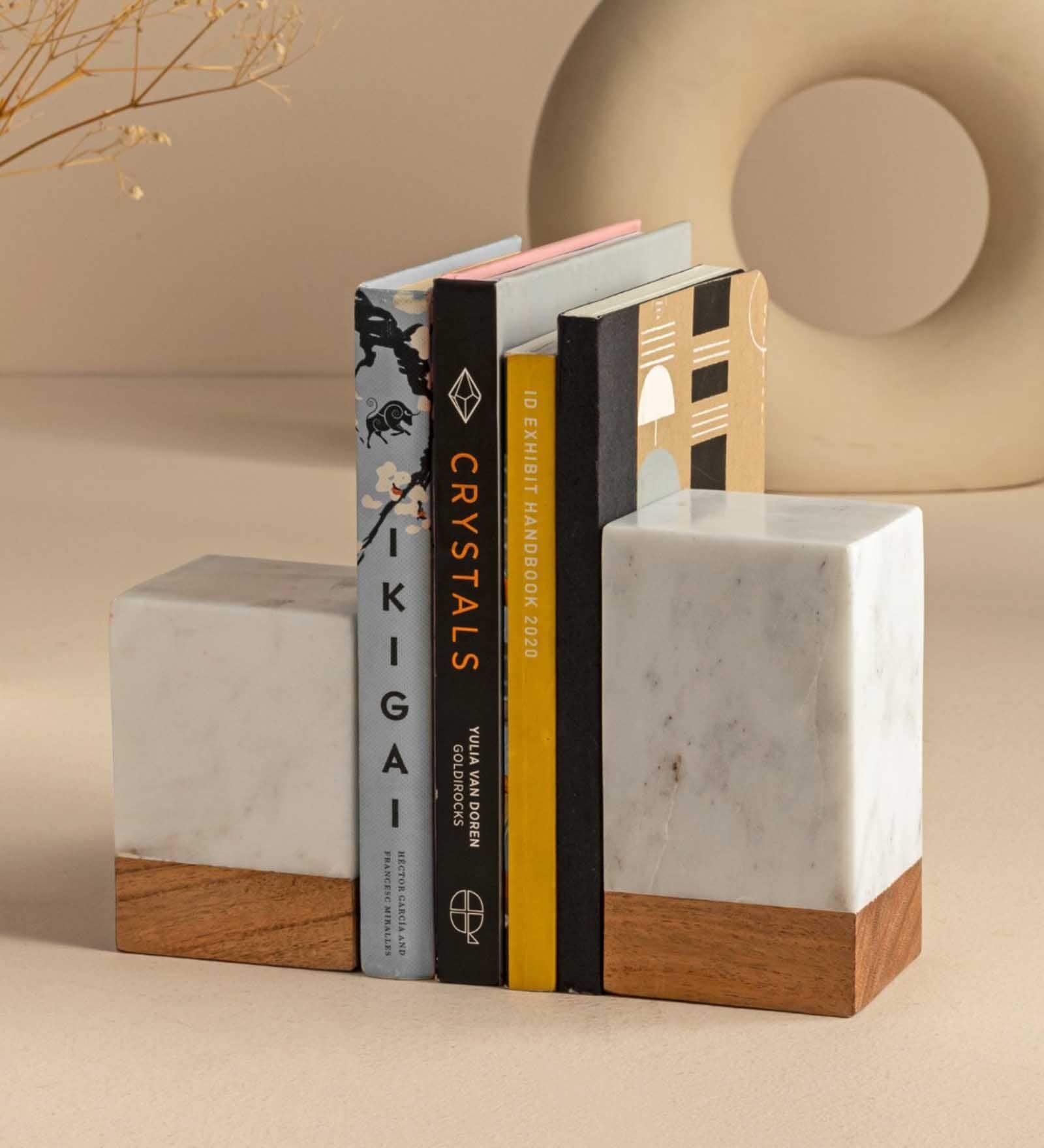 Block White & Brown Engineered Wood Bookend